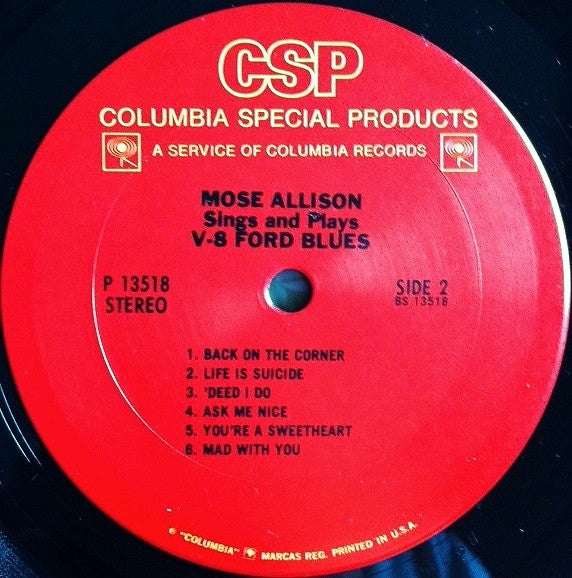 Mose Allison : Sings And Plays V-8 Ford Blues (LP, Album, RE)