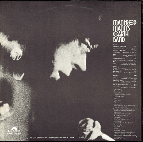 Manfred Mann's Earth Band : Manfred Mann's Earth Band (LP, Album, 6 -)