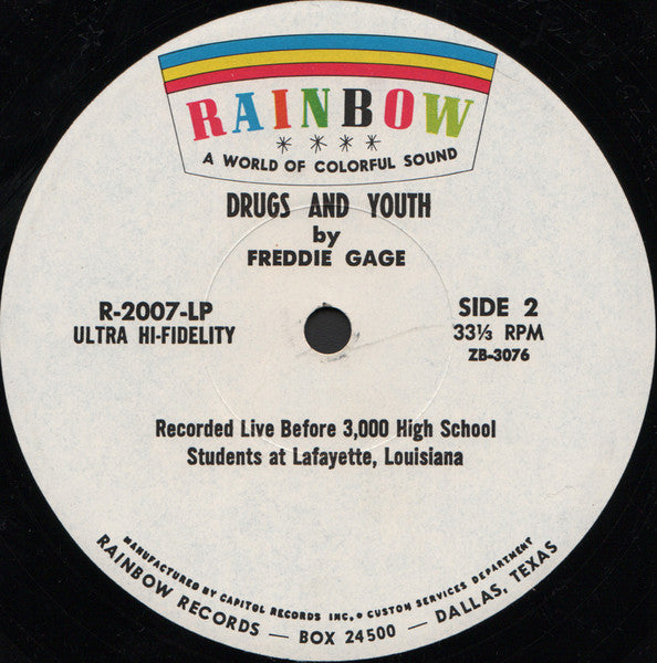 Freddie Gage : Drugs And Youth (LP, Album)