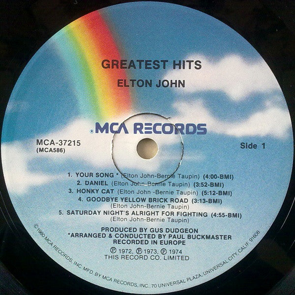 Elton John : Greatest Hits (LP, Comp, RE, Pin)