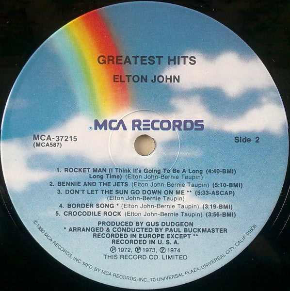 Elton John : Greatest Hits (LP, Comp, RE, Pin)