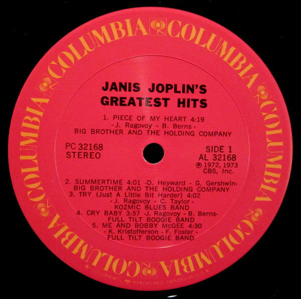 Janis Joplin : Janis Joplin's Greatest Hits (LP, Comp, RE, Car)