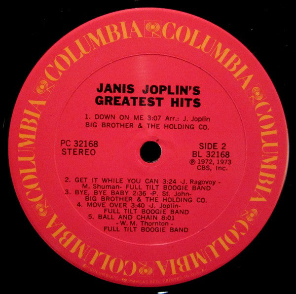 Janis Joplin : Janis Joplin's Greatest Hits (LP, Comp, RE, Car)