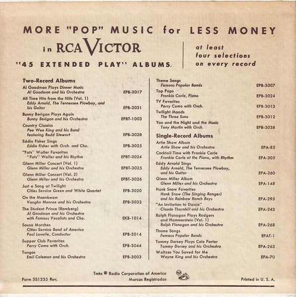 Al Goodman And His Orchestra : Relax With Victor Herbert (2x7", Album, EP)