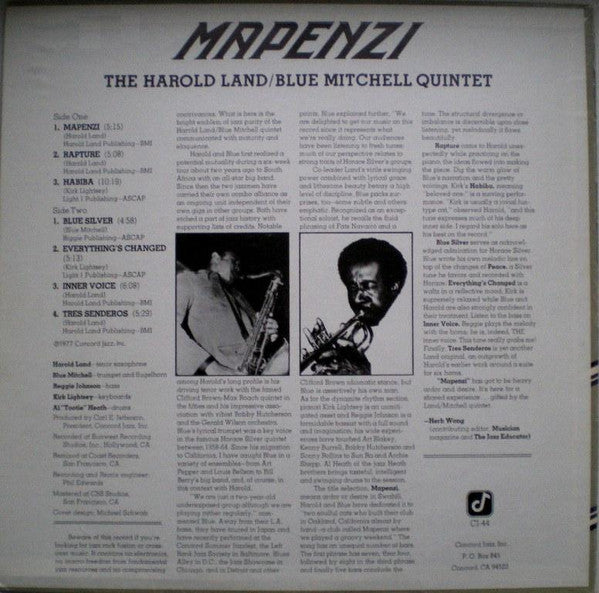 The Harold Land / Blue Mitchell Quintet : Mapenzi (LP, Album)