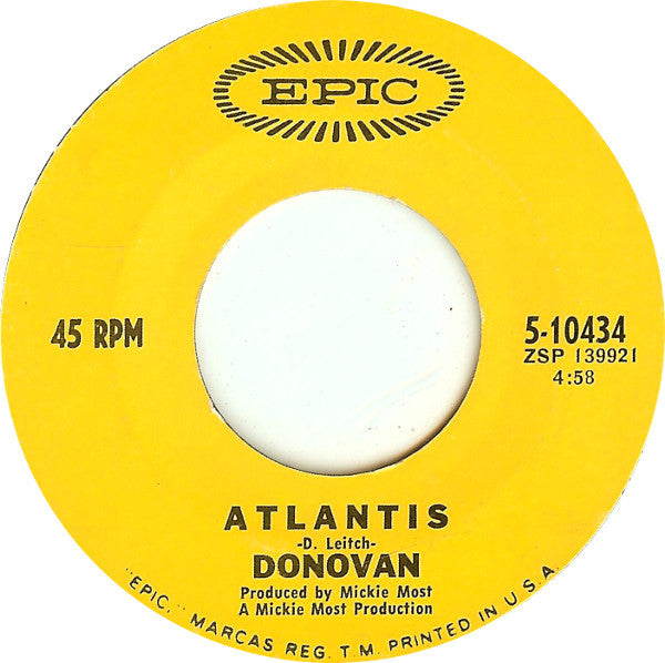 Donovan : To Susan On The West Coast Waiting / Atlantis (7", Single, Mono, Styrene, Ter)