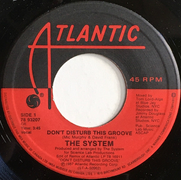 The System : Don't Disturb This Groove (7", Single)