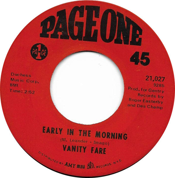 Vanity Fare : Early In The Morning (7", Single)