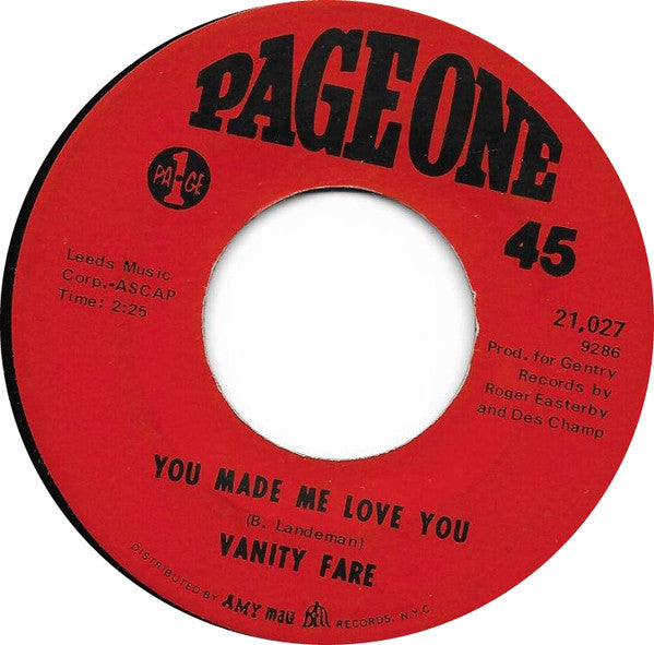 Vanity Fare : Early In The Morning (7", Single)