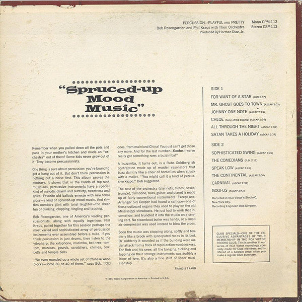 Bob Rosengarden* And Phil Kraus : Percussion Playful And Pretty (LP)