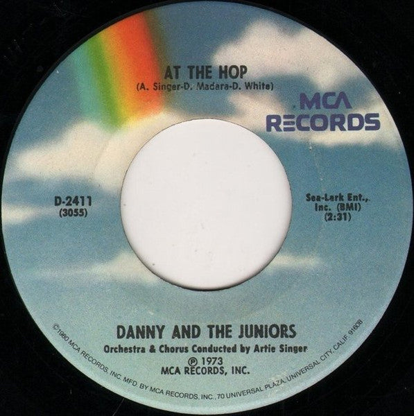 Danny And The Juniors* : At The Hop / Rock And Roll Is Here To Stay  (7", Mono, RE, Pin)