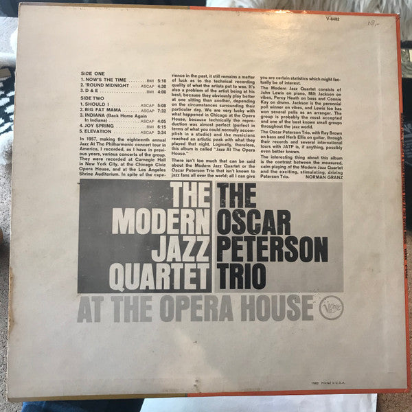 The Modern Jazz Quartet And The Oscar Peterson Trio : At The Opera House (LP, Album)