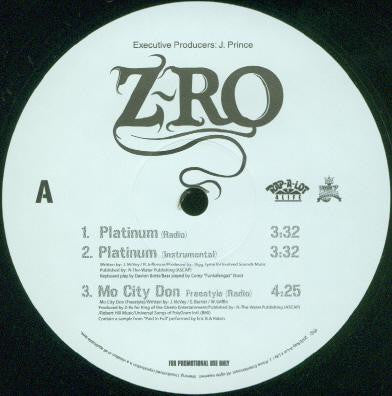 Z-Ro : Platinum / Mo City Don / From The South (12", Promo)