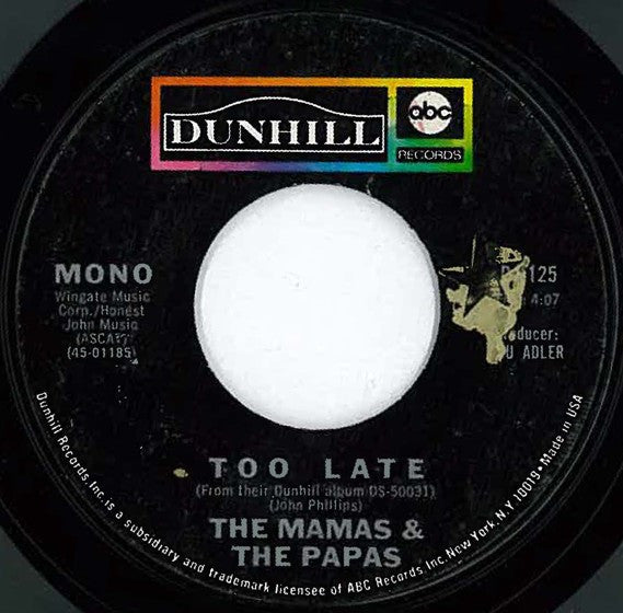The Mamas & The Papas : Safe In My Garden (7", Single, Mono)