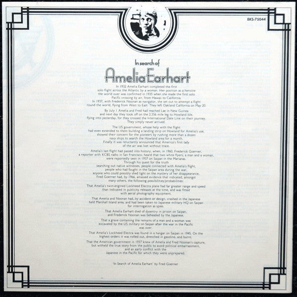 Plainsong : In Search Of Amelia Earhart (LP, Album, Promo, San)