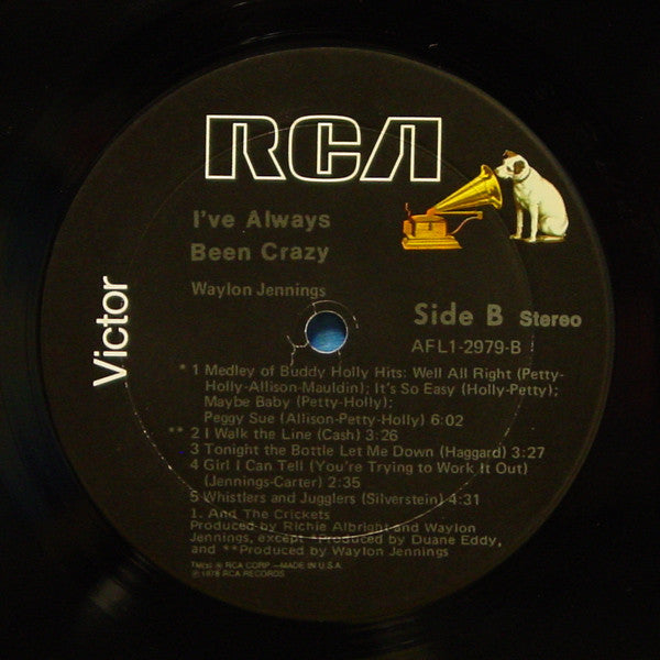 Waylon Jennings : I've Always Been Crazy (LP, Album, Ind)