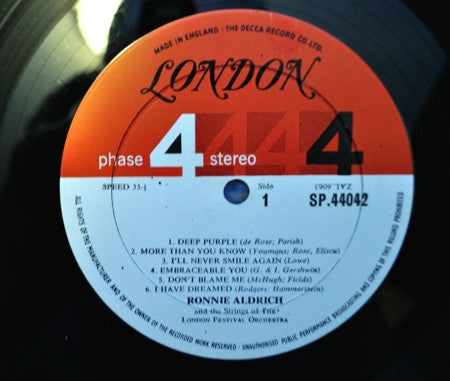 Ronnie Aldrich With The Strings Of The London Festival Orchestra : The Romantic Pianos Of Ronnie Aldrich (LP)