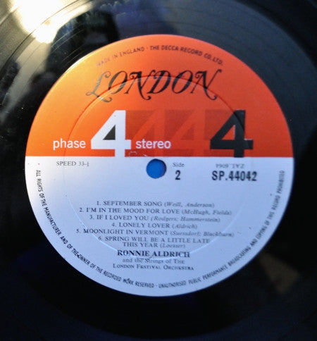 Ronnie Aldrich With The Strings Of The London Festival Orchestra : The Romantic Pianos Of Ronnie Aldrich (LP)