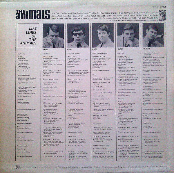 The Animals : The Animals (LP, Album, Mono, MGM)