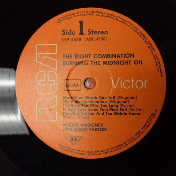 Porter Wagoner And Dolly Parton : The Right Combination Burning The Midnight Oil (LP, Album)