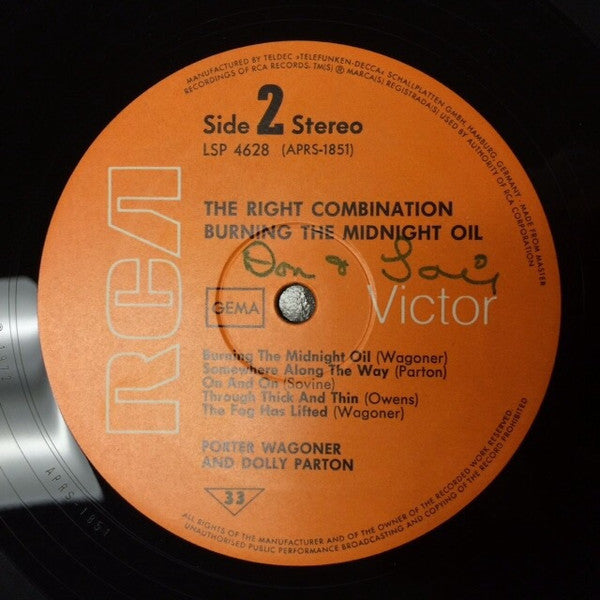 Porter Wagoner And Dolly Parton : The Right Combination Burning The Midnight Oil (LP, Album)