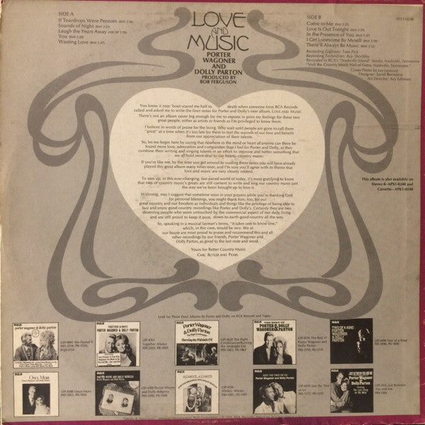 Porter Wagoner And Dolly Parton : Love And Music (LP)