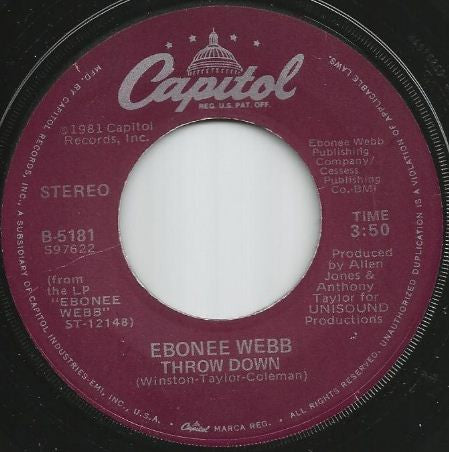 Ebonee Webb : Too Hot To Be Cool (7")