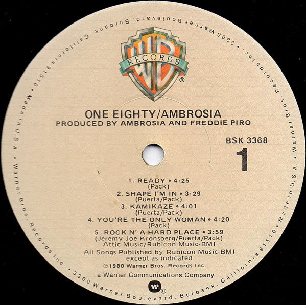 Ambrosia (2) : One Eighty (LP, Album, Jac)