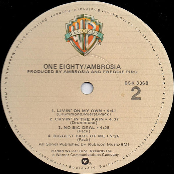 Ambrosia (2) : One Eighty (LP, Album, Jac)