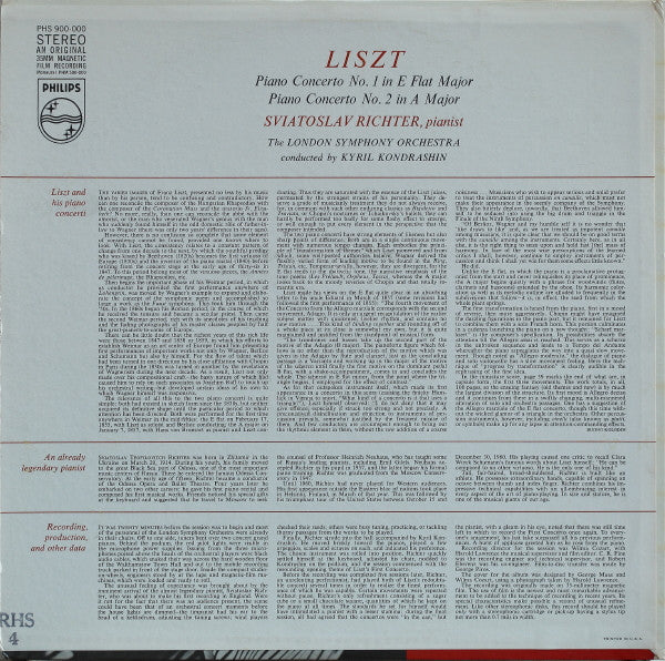 Sviatoslav Richter, Liszt*, London Symphony*, Kyril Kondrashin* : Concerto No.1 / Concerto No.2 (LP)