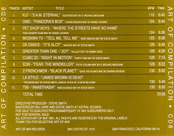 Various : Art Of Compilation CD 8 (CD, Comp, Promo)
