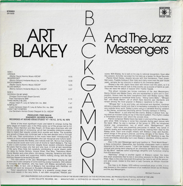 Art Blakey And The Jazz Messengers* : Backgammon (LP, Album)
