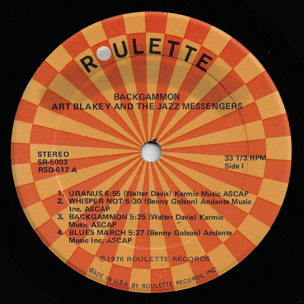 Art Blakey And The Jazz Messengers* : Backgammon (LP, Album)