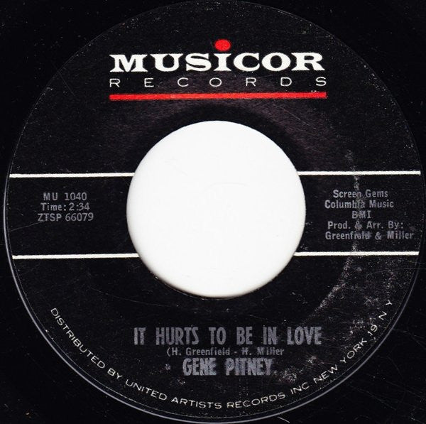 Gene Pitney : It Hurts To Be In Love / Hawaii (7", Single, Styrene)