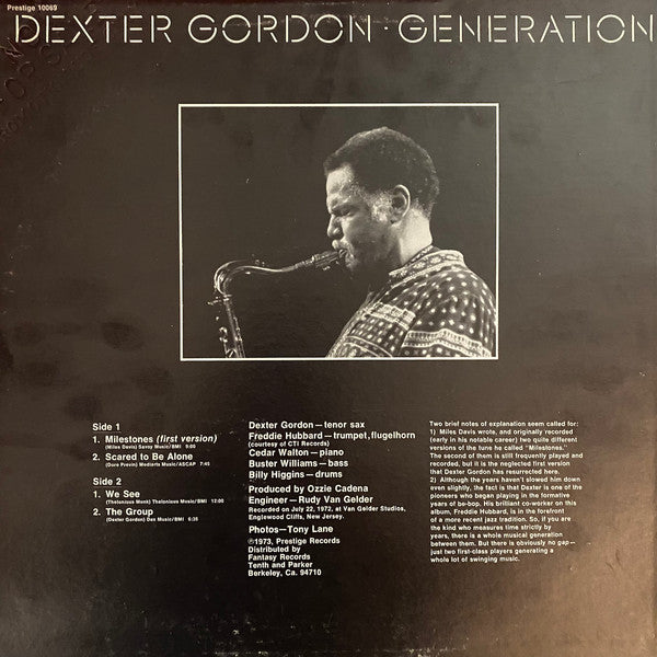 Dexter Gordon : Generation (LP, Album, Promo)