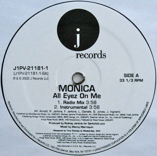 Monica : All Eyez On Me (12", Promo)