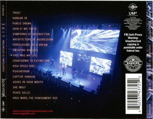 Megadeth : Countdown To Extinction Live (CD, Album)