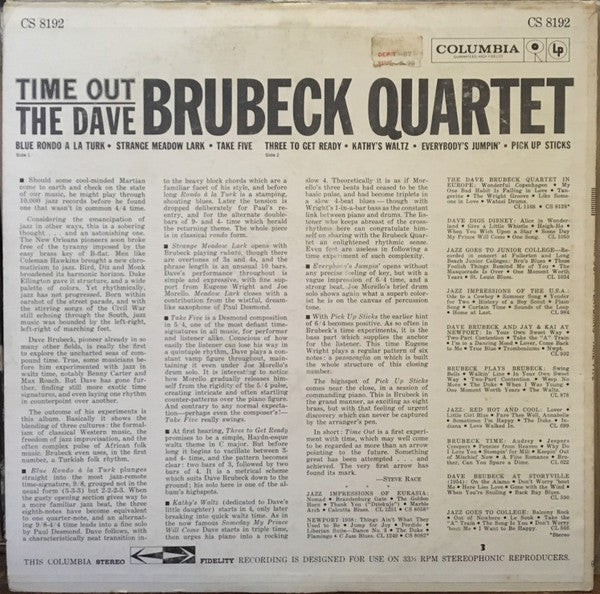 The Dave Brubeck Quartet : Time Out (LP, Album, RP)