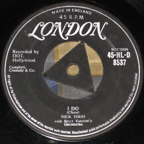 Nick Todd With  Billy Vaughn's Orchestra* : At The Hop / I Do (7")