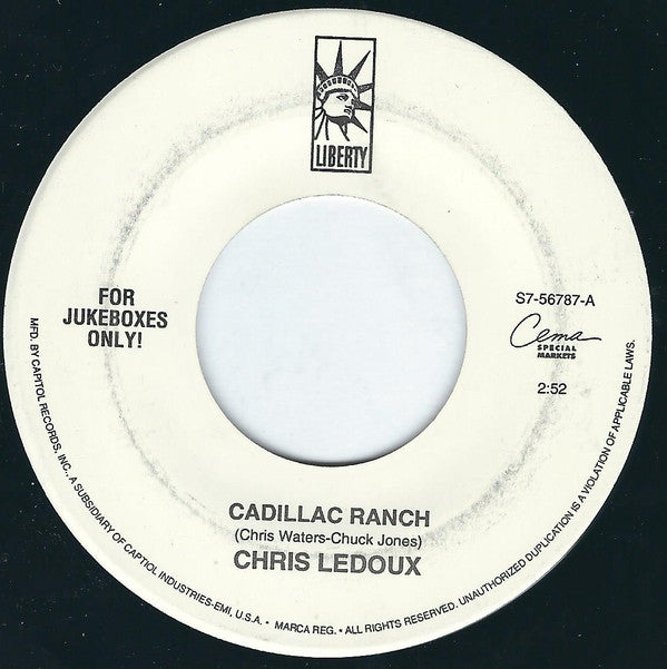 Chris Ledoux : Cadillac Ranch / Call Of The Wild (7", Single, Jukebox, Promo)