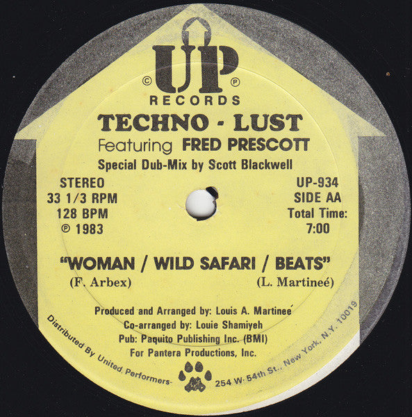 Techno - Lust* Featuring Fred Prescott : Woman / Wild Safari / Beats (12")