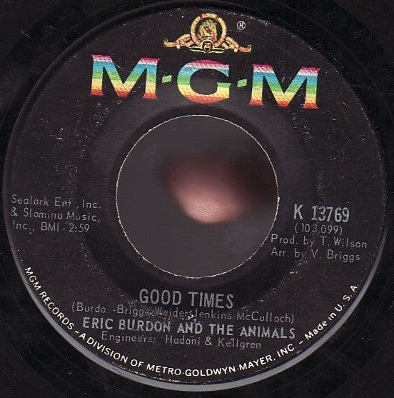 Eric Burdon And The Animals* : San Franciscan Nights / Good Times (7", Single)