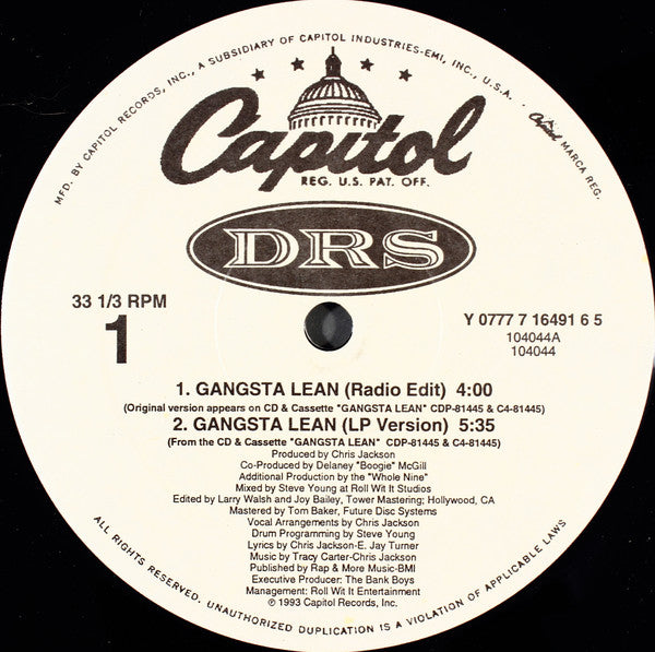D.R.S. (4) : Gangsta Lean (12", Single)