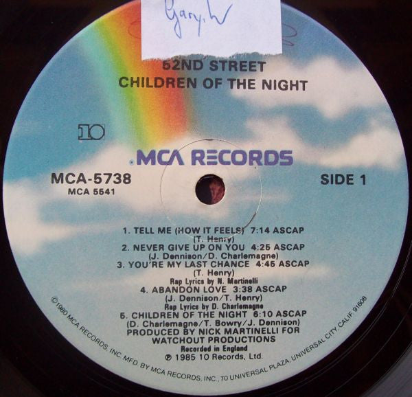 52nd Street : Children Of The Night (LP, Album, Glo)