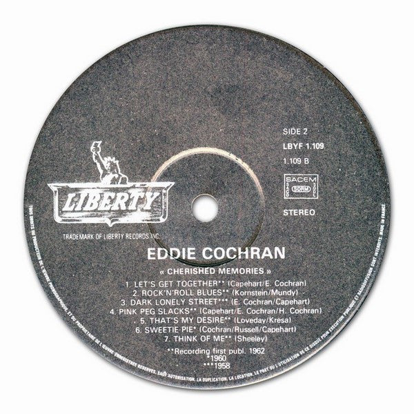 Eddie Cochran : Cherished Memories (LP, Album, Mono, RE)