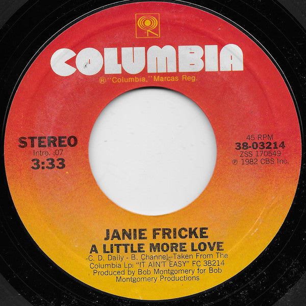 Janie Fricke : It Ain't Easy Being Easy / A Little More Love (7", Styrene, Ter)