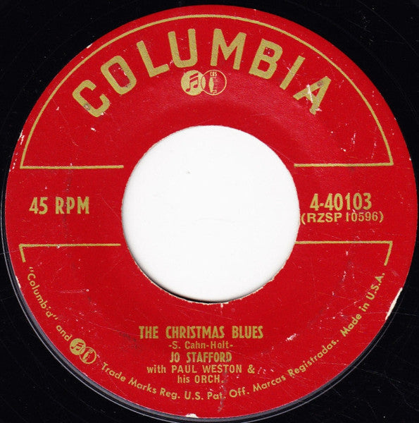 Jo Stafford With Paul Weston & His Orch.* : The Christmas Blues / What Good Am I Without You (7", Single)