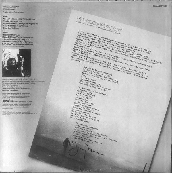 Willie Nelson : The Willie Way (LP, Album, M/Print, Ind)