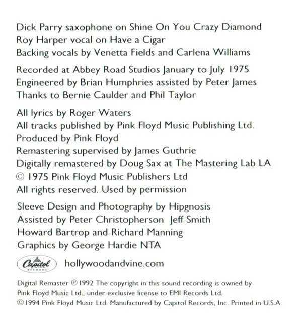 Pink Floyd : Wish You Were Here (CD, Album, RE, RM)