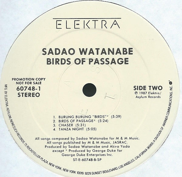 Sadao Watanabe : Birds Of Passage (LP, Album, Promo)
